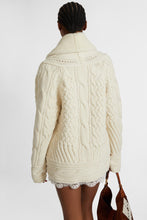 Load image into Gallery viewer, Merino wool cardigan-coat with leather and sheepskin details
