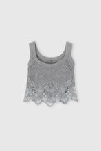 Load image into Gallery viewer, Pure cashmere top with rebrodé lace and jour inserts
