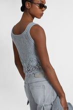 Load image into Gallery viewer, Pure cashmere top with rebrodé lace and jour inserts
