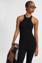 Load image into Gallery viewer, Black viscose blend halterneck tank top
