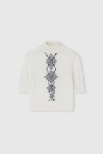 Load image into Gallery viewer, Merino wool top with argyle motif and baguette crystals
