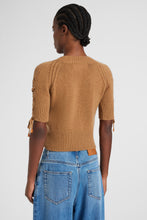 Load image into Gallery viewer, Short-sleeve sweater in pure cashmere with side braid detail
