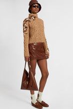 Load image into Gallery viewer, Pure cashmere sweater with braids and three-dimensional floral embroidery made by hand

