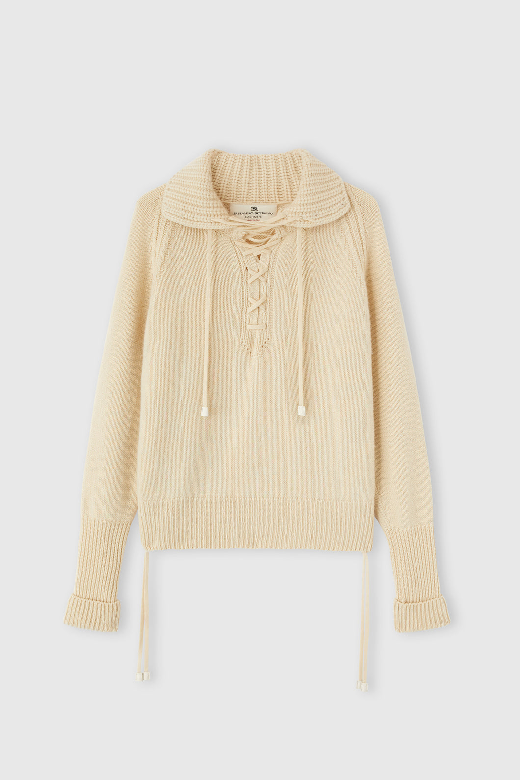 Pure cashmere sweater with handcrafted braiding