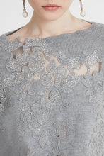 Load image into Gallery viewer, Cashmere sweater with piccolo punto lace and crystals
