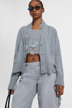 Load image into Gallery viewer, Pure cashmere cardigan with rebrodè lace and V-neck
