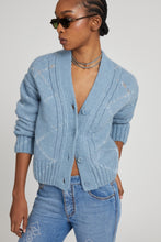 Load image into Gallery viewer, Alpaca and merino blend cardigan with diamond pattern and microcrystal logo
