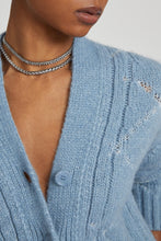 Load image into Gallery viewer, Alpaca and merino blend cardigan with diamond pattern and microcrystal logo

