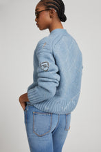 Load image into Gallery viewer, Alpaca and merino blend cardigan with diamond pattern and microcrystal logo
