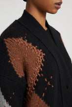 Load image into Gallery viewer, Cashmere cardigan with argyle motif in contrasting shades
