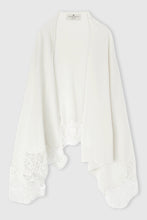 Load image into Gallery viewer, Cashmere stole with wool rebrodé lace edge

