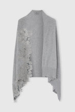 Load image into Gallery viewer, Pure cashmere stole with hand-applied small-point lace and crystal embellishments
