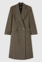 Load image into Gallery viewer, Tailored coat in a virgin wool, silk, and cashmere blend with resca pattern
