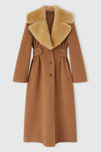 Load image into Gallery viewer, Long oversize coat in a blend of wool, virgin wool, and cashmere with alpaca fur lapel
