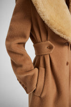 Load image into Gallery viewer, Long oversize coat in a blend of wool, virgin wool, and cashmere with alpaca fur lapel
