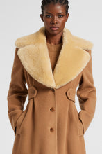 Load image into Gallery viewer, Long oversize coat in a blend of wool, virgin wool, and cashmere with alpaca fur lapel
