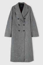 Load image into Gallery viewer, Oversize double-breasted coat in jacquard houndstooth wool blend
