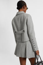 Load image into Gallery viewer, Short double-breasted coat in virgin wool blend with adjustable collar
