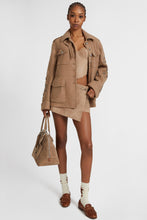 Load image into Gallery viewer, Wool blend coat with raised floral embroidery
