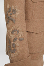 Load image into Gallery viewer, Wool blend coat with raised floral embroidery
