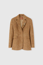 Load image into Gallery viewer, Single-breasted jacket in a blend of virgin wool and silk with a herringbone pattern
