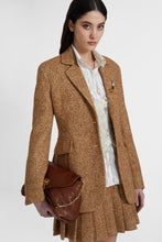 Load image into Gallery viewer, Single-breasted jacket in a blend of virgin wool and silk with a herringbone pattern
