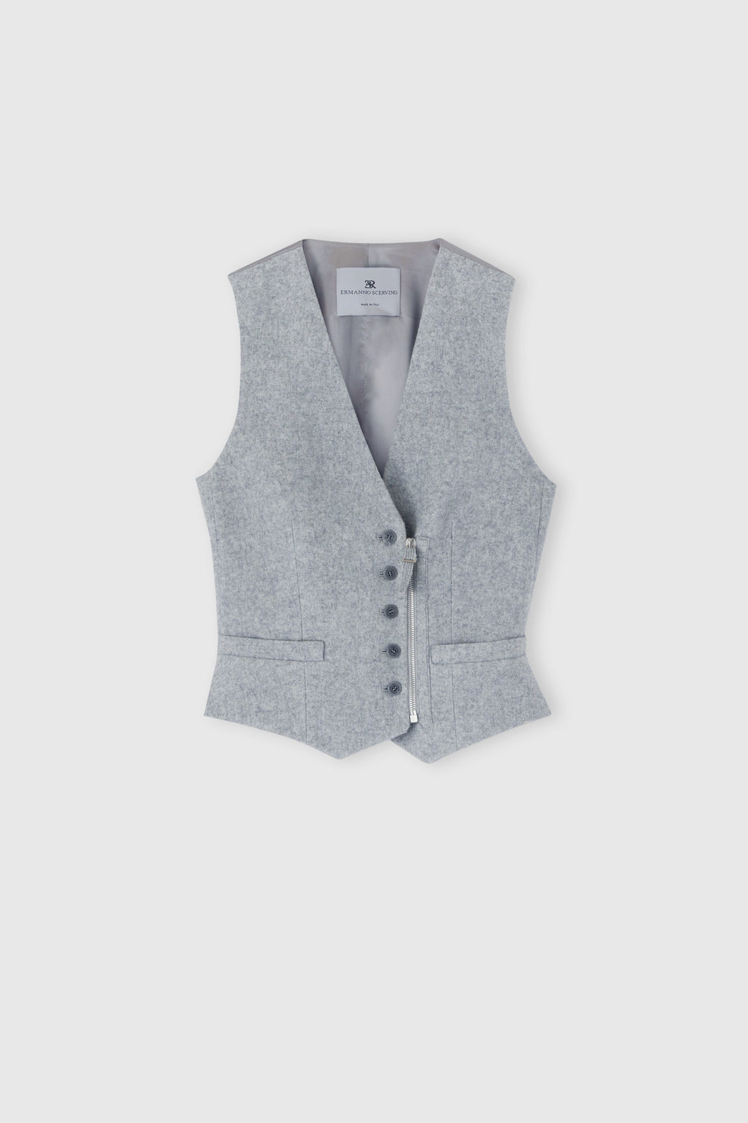 Wool blend vest with asymmetric zip