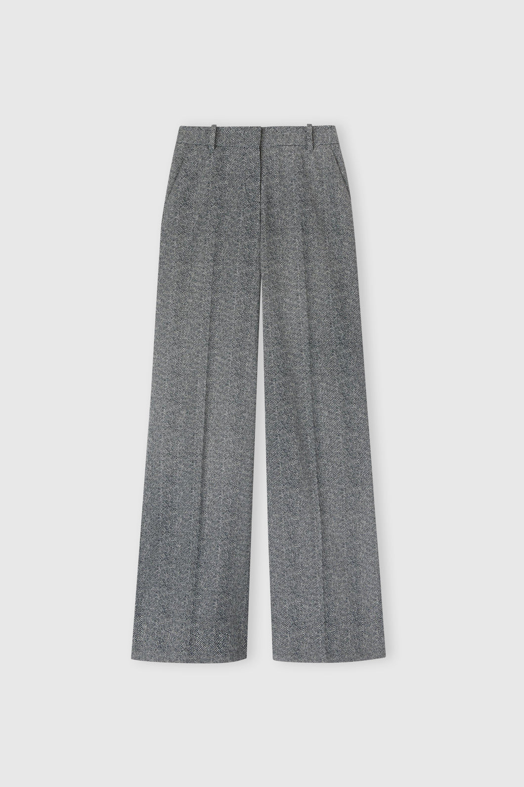 Palazzo trousers in viscose with herringbone pattern