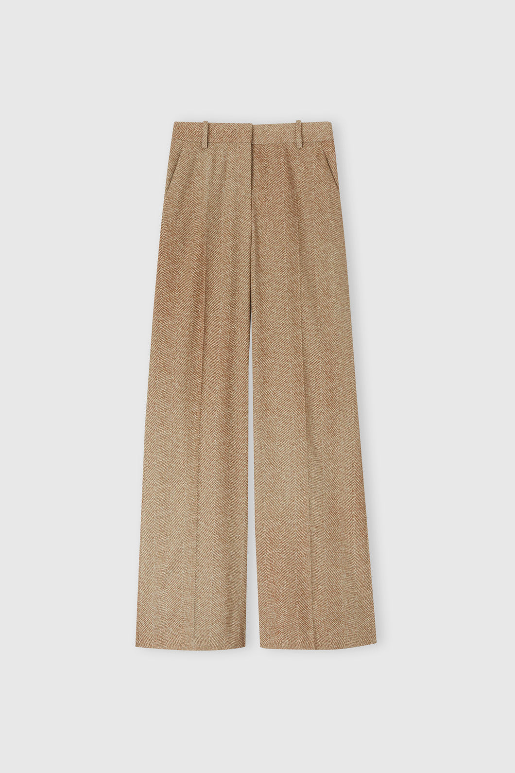 Viscose palazzo trousers with herringbone pattern in shades of brown
