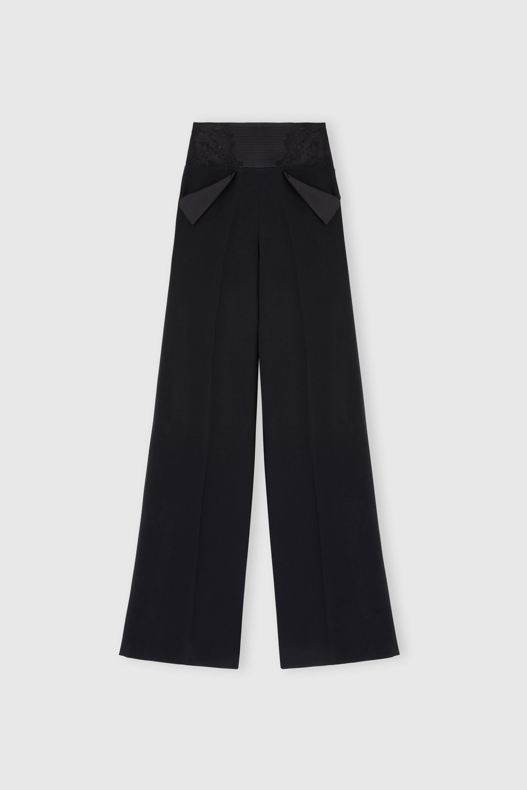 Palazzo trousers in technical cady with lace detail