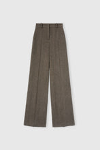 Load image into Gallery viewer, Palazzo trousers in wool, silk and cashmere with herringbone pattern

