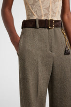 Load image into Gallery viewer, Palazzo trousers in wool, silk and cashmere with herringbone pattern
