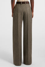Load image into Gallery viewer, Palazzo trousers in wool, silk and cashmere with herringbone pattern
