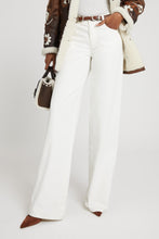 Load image into Gallery viewer, Palazzo trousers in white denim with floral cut-out
