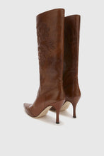 Load image into Gallery viewer, Vintage Brown Nappa Leather Boot with Hand-Embroidered Leather
