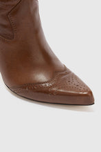Load image into Gallery viewer, Vintage Brown Nappa Leather Boot with Hand-Embroidered Leather
