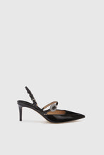 Load image into Gallery viewer, Patent leather slingback with handmade jewel buckle
