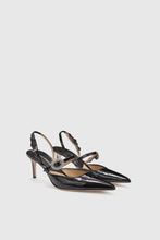 Load image into Gallery viewer, Patent leather slingback with handmade jewel buckle
