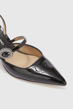 Load image into Gallery viewer, Patent leather slingback with handmade jewel buckle
