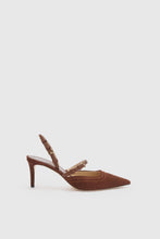 Load image into Gallery viewer, Slingback in split leather with hand-finished brogue motif
