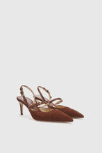 Load image into Gallery viewer, Slingback in split leather with hand-finished brogue motif
