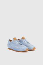 Load image into Gallery viewer, Jeans print split leather sneaker with amber rubber sole and brogue details
