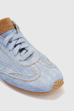 Load image into Gallery viewer, Jeans print split leather sneaker with amber rubber sole and brogue details
