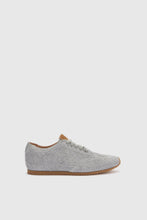 Load image into Gallery viewer, Sneaker in split leather with cloth effect print and amber rubber sole
