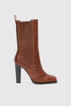 Load image into Gallery viewer, Vegetable leather ankle boot with brogue detail
