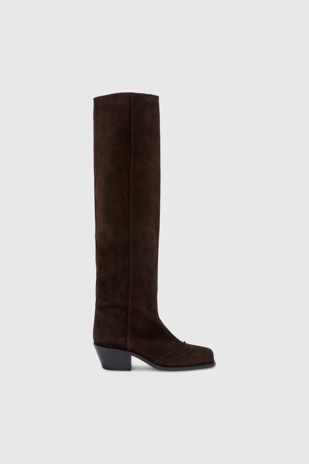 Stretch calfskin boot with brogue detail