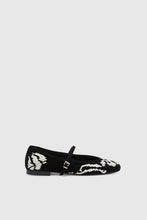 Load image into Gallery viewer, Suede ballerina with hand-embroidered leather ribbon detail
