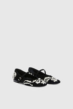 Load image into Gallery viewer, Suede ballerina with hand-embroidered leather ribbon detail
