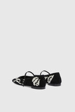 Load image into Gallery viewer, Suede ballerina with hand-embroidered leather ribbon detail
