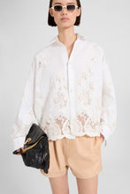 Load image into Gallery viewer, Boxy Cotton Poplin Shirt with Rebrodé Lace
